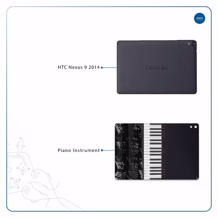 برچسب پوششی ماهوت مدل Piano-Instrument مناسب برای تبلت اچ تی سی Nexus 9 2014