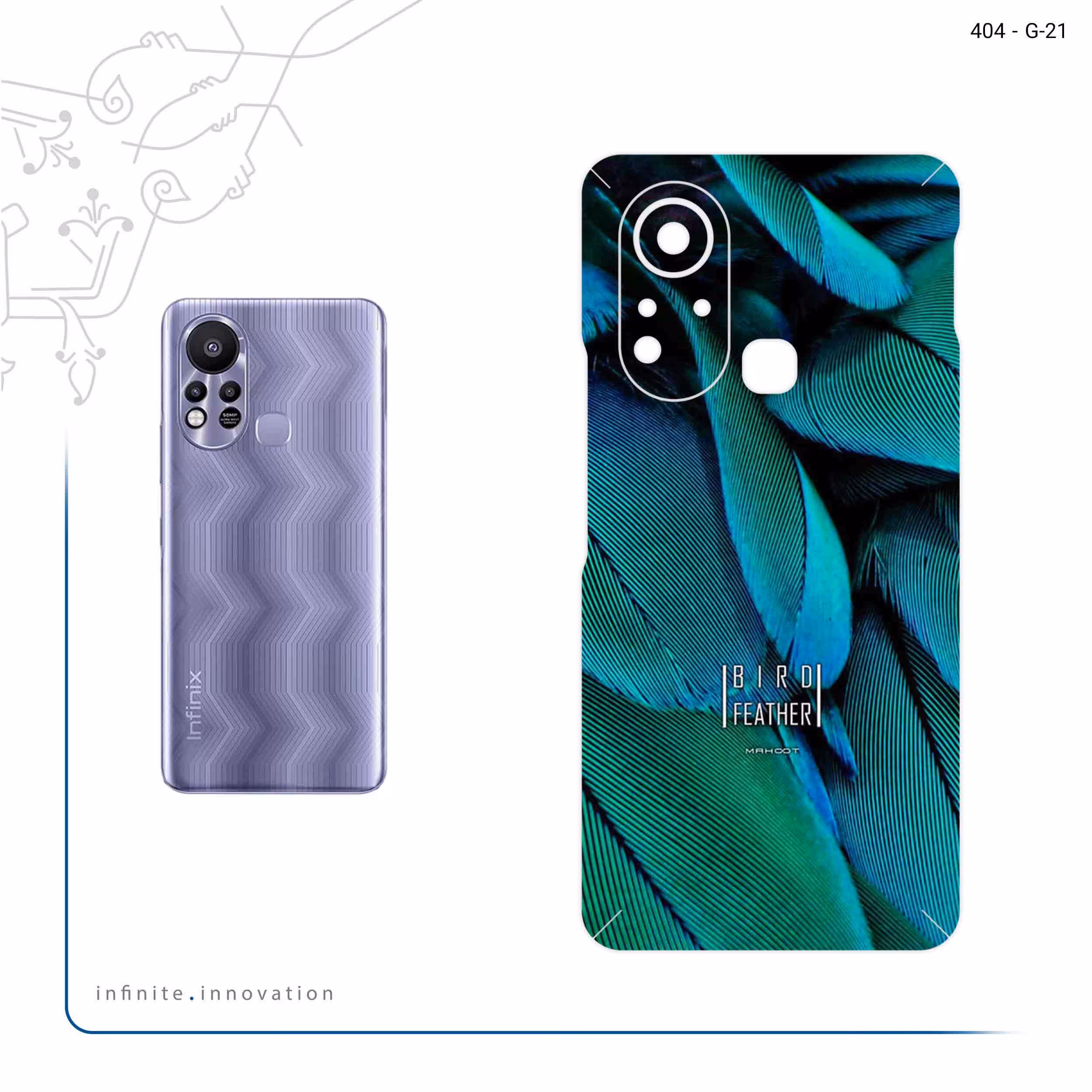 برچسب پوششی ماهوت مدل Green Feather مناسب برای گوشی موبایل اینفینیکس Hot 11s