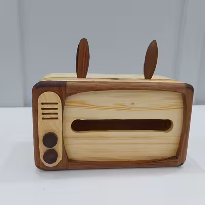 جای دستمال کاغذی مدل چوبی طرح تلوزیون قدیمی