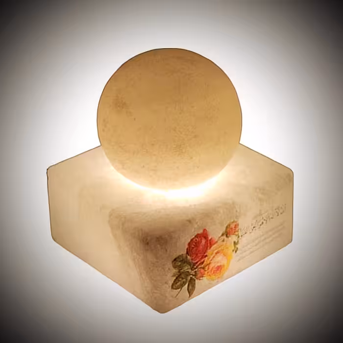 آباژور سنگ نمک مدل گوی و مکعب طرح آیه دار کد 430