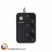 چند راهی و محافظ برق LDNIO SE3631 Power Strip 3 Socket 6 Port USB Black طول 2m