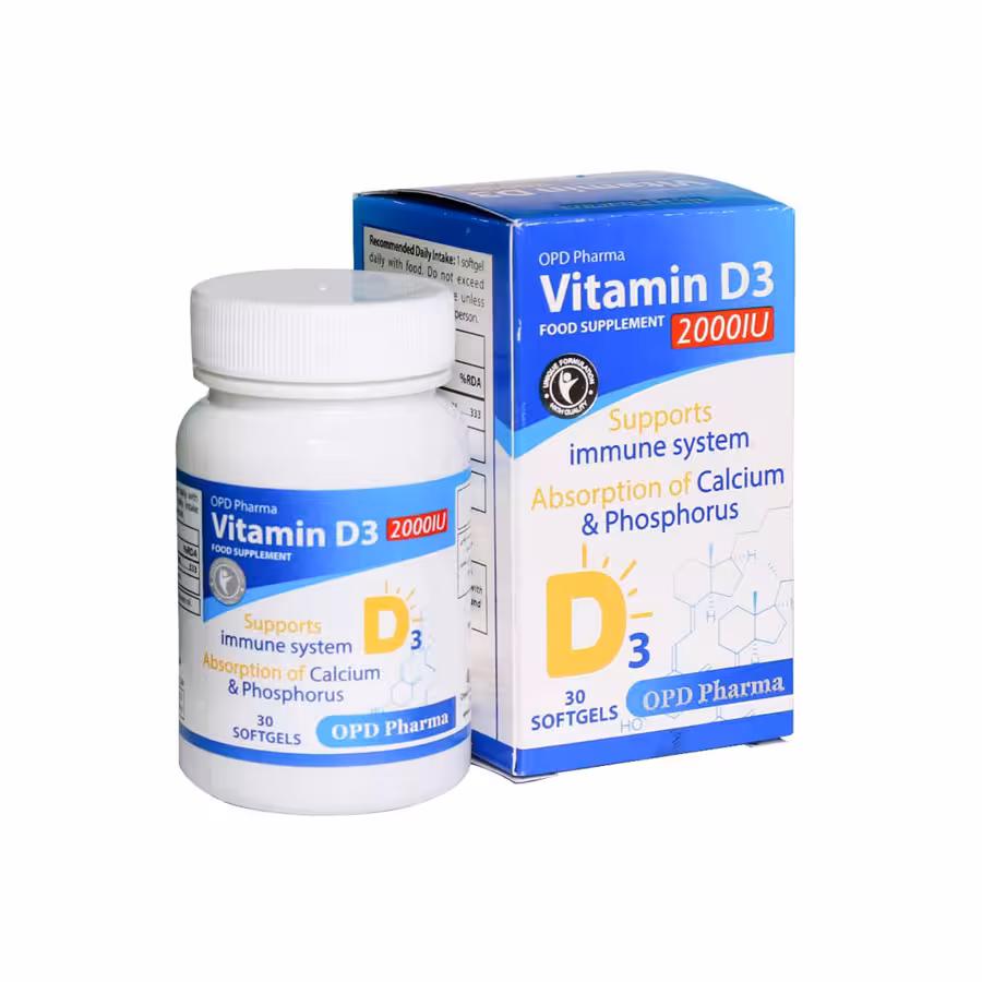 سافت ژل ویتامین D3 2000 واحد او پی دی فارما