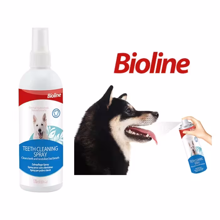 اسپری تمیز کننده دندان سگ بایولاین Bioline Teeth Cleaning Spray حجم 175 میلی‌لیتر