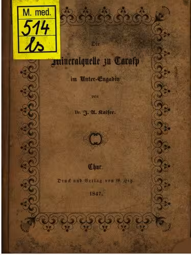 خرید و دانلود نسخه کامل کتاب Die Mineralquelle zu Tarasp im Unter-Engadin