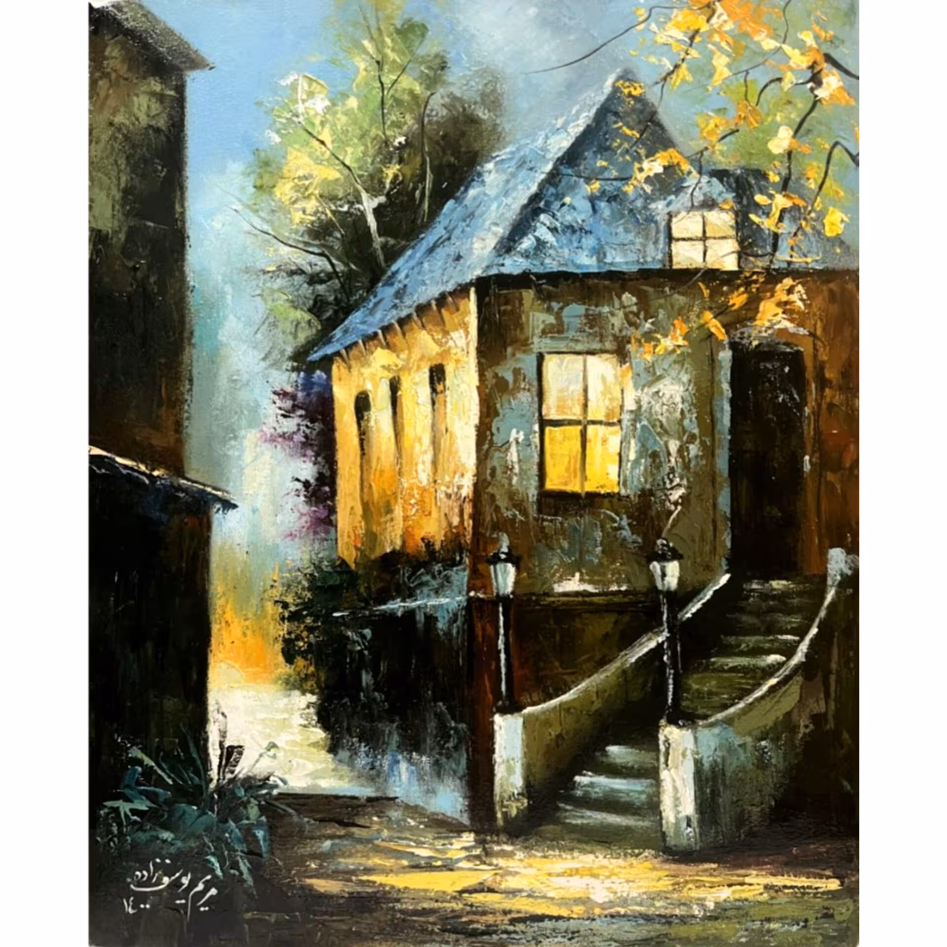 تابلو رنگ روغن شهر