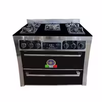 اجاق گاز طرح فر تکنو پروسا techno مدل 13000 سیلور نما استیل صفحه شیشه ای