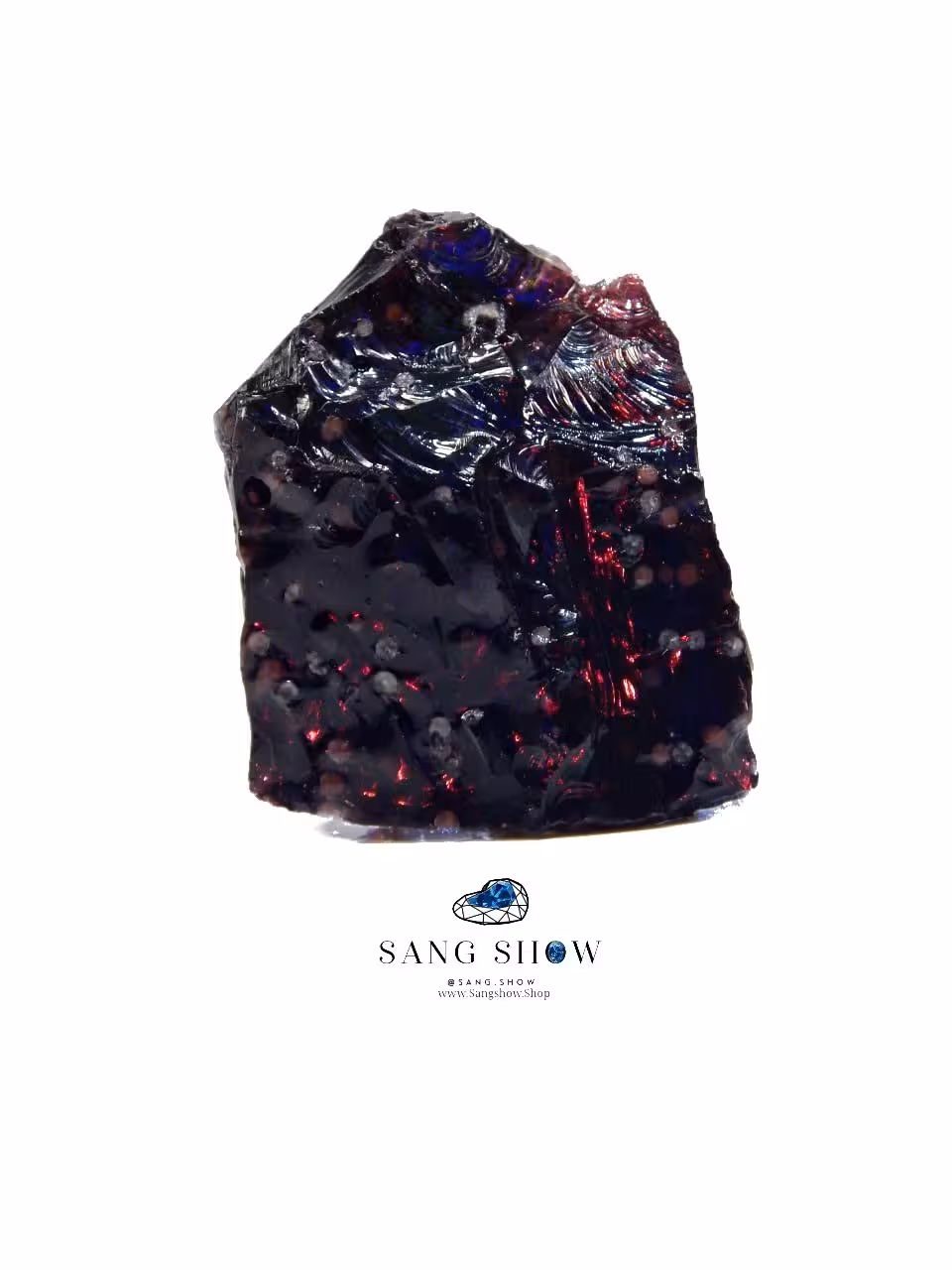 بلک ابسیدین سرخ دانه برفی نمونه استثنایی و اصل و معدنی S1728