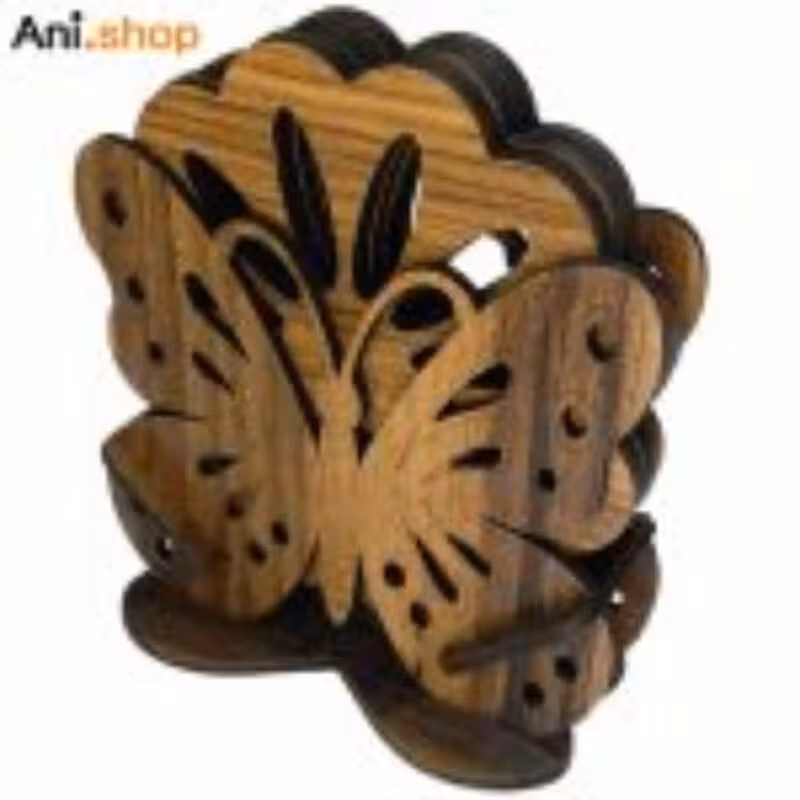 زیر لیوانی طرح پروانه قهوه ای