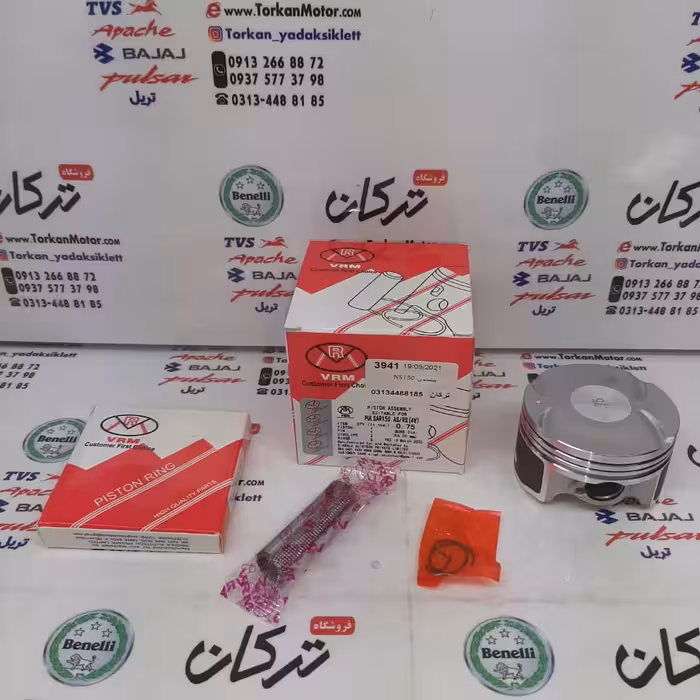 رینگ و پیستون ( پستان ) موتور پالس ns 150 ان اس هندی ( سایز 0/100 )
