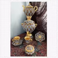 سرویس سماور سفالی نقطه کوبی کد 101210