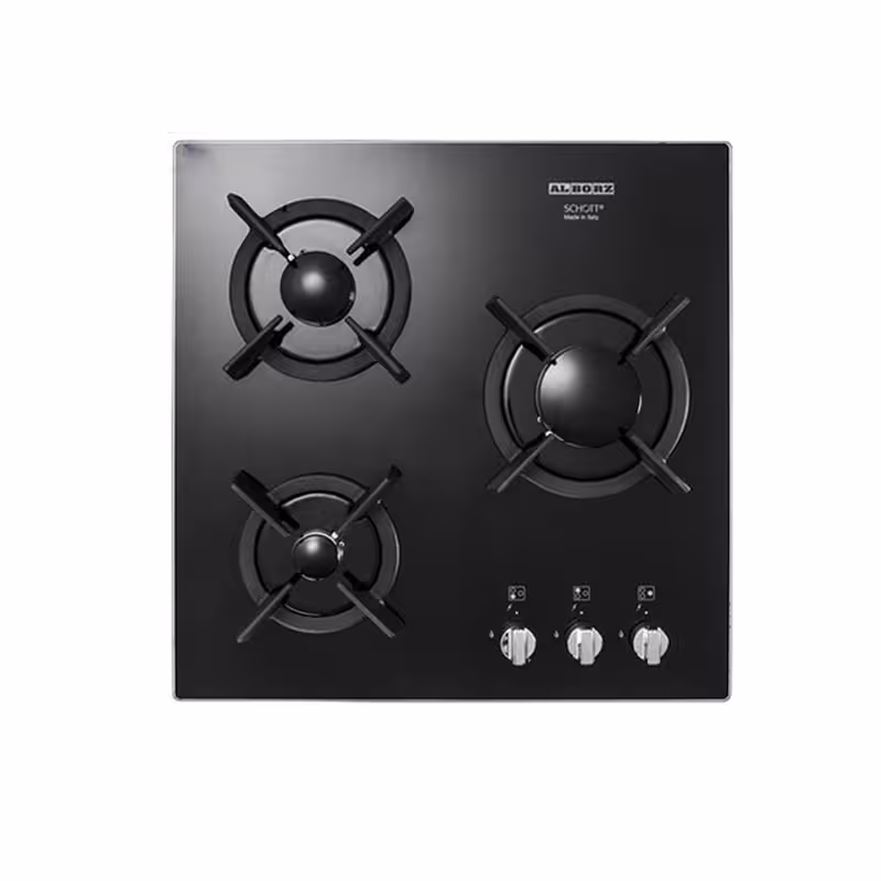 اجاق گاز صفحه ای شیشهای استیل البرز مدل G 3501 با قطعات ایتالیایی