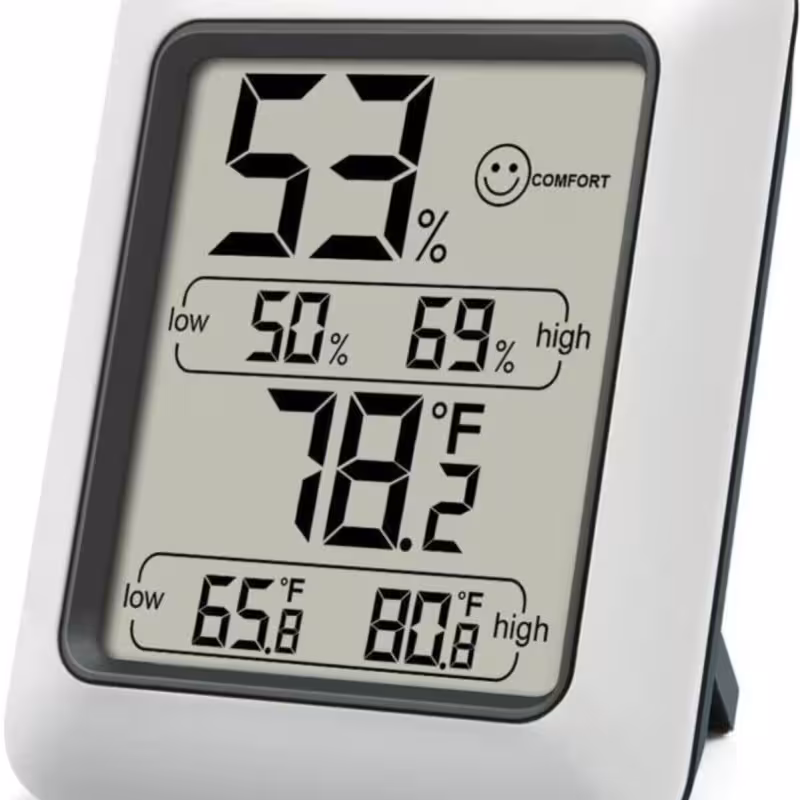 ترمومتر دیجیتال ThermoPro TP50 | اندازه‌گیری دما و رطوبت محیط داخلی | مجهز به صفحه نمایش LCD | نمایش سریع و دقیق شرایط محیطی ماکزیمم مینیمم | ابزار حرفه‌ای برای خانه، دفتر و محیط‌های آموزشی