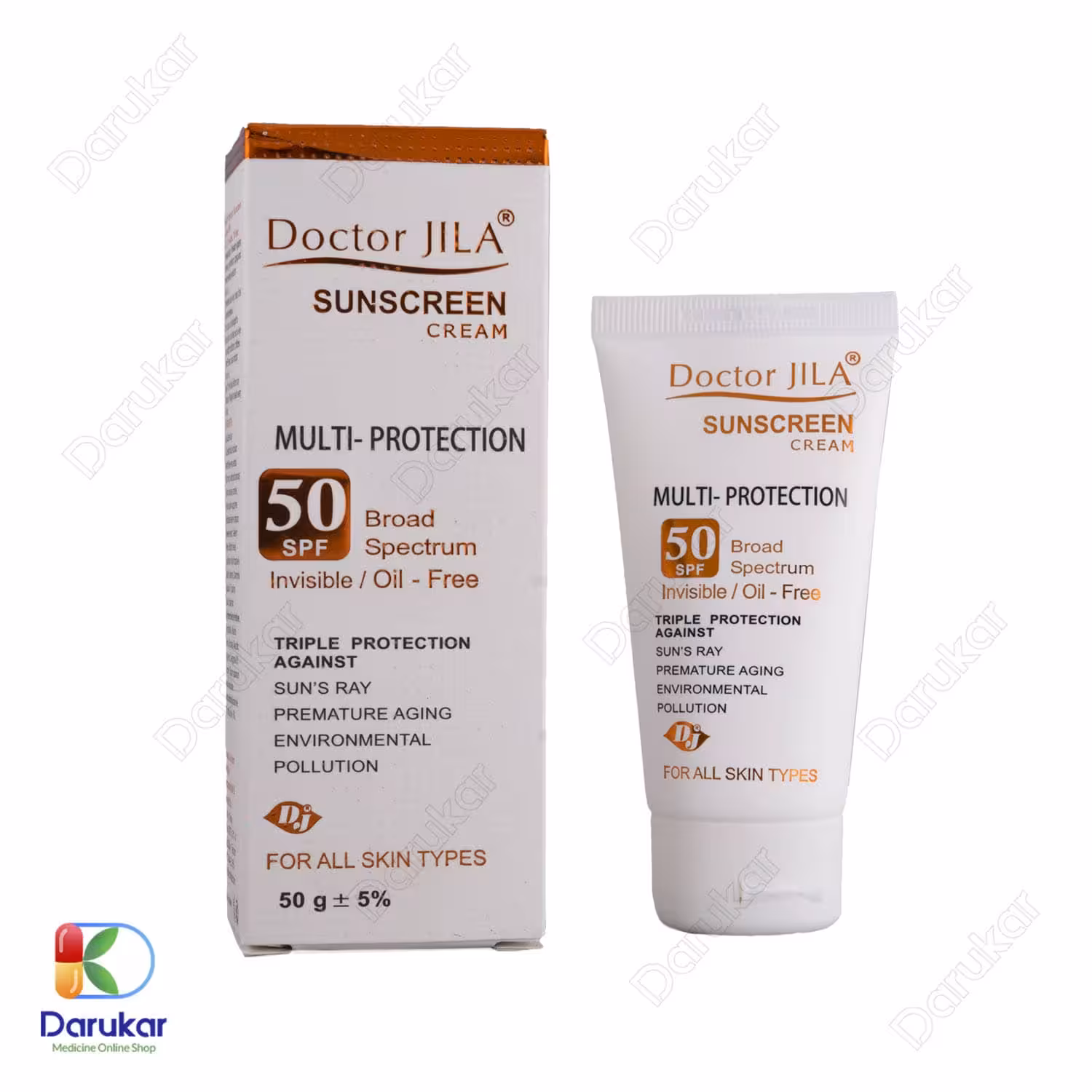 کرم ضد آفتاب بی رنگ مولتی-پروتکشن دکتر ژیلا SPF50