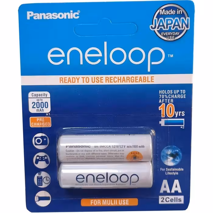 باتری قلمی قابل شارژ پاناسونیک مدل Eneloop ظرفیت 2000 میلی آمپر