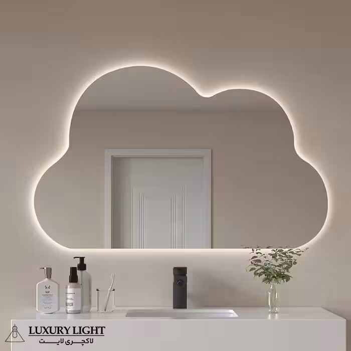 آینه بک لایت دیواری دفرمه مدل ابر