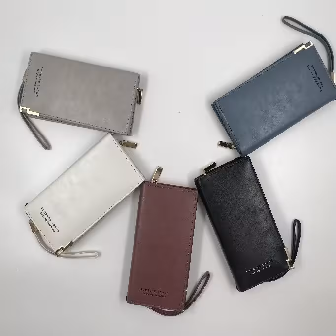 کیف پول مستطیلی بزرگ زنانه کد 1101   آبی   کالباسی