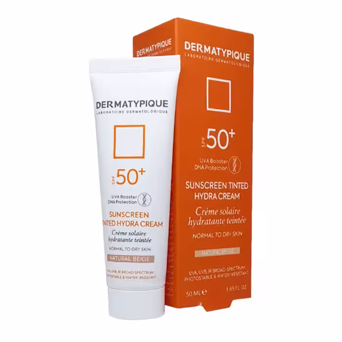 ضد آفتاب رنگی پوست خشک نچرال بژ درماتپیک مدل natural beige colored sunscreen for dry skin