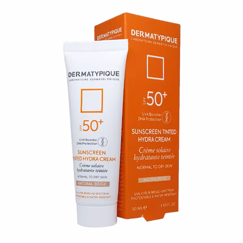 ضد آفتاب رنگی پوست خشک نچرال بژ درماتپیک مدل natural beige colored sunscreen for dry skin