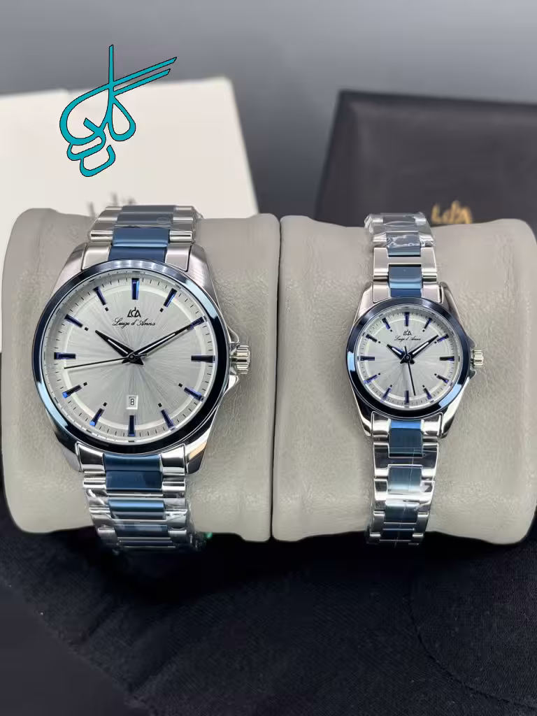 خرید ست ساعت زنانه و مردانه کلاسیک اورجینال مارک LDA کیفیت عالی رنگ ثابت همراه با جعبه و پاکت اصلی کد 2117411 - ردگل