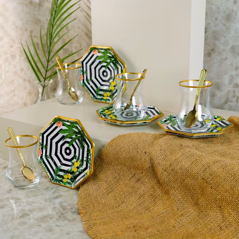 ست چای 8 پارچه آریلدیز Aryıldız مدل Lemon – استکان و نعلبکی با ترکیبی از ظرافت و کیفیت برای میزهای خاص
