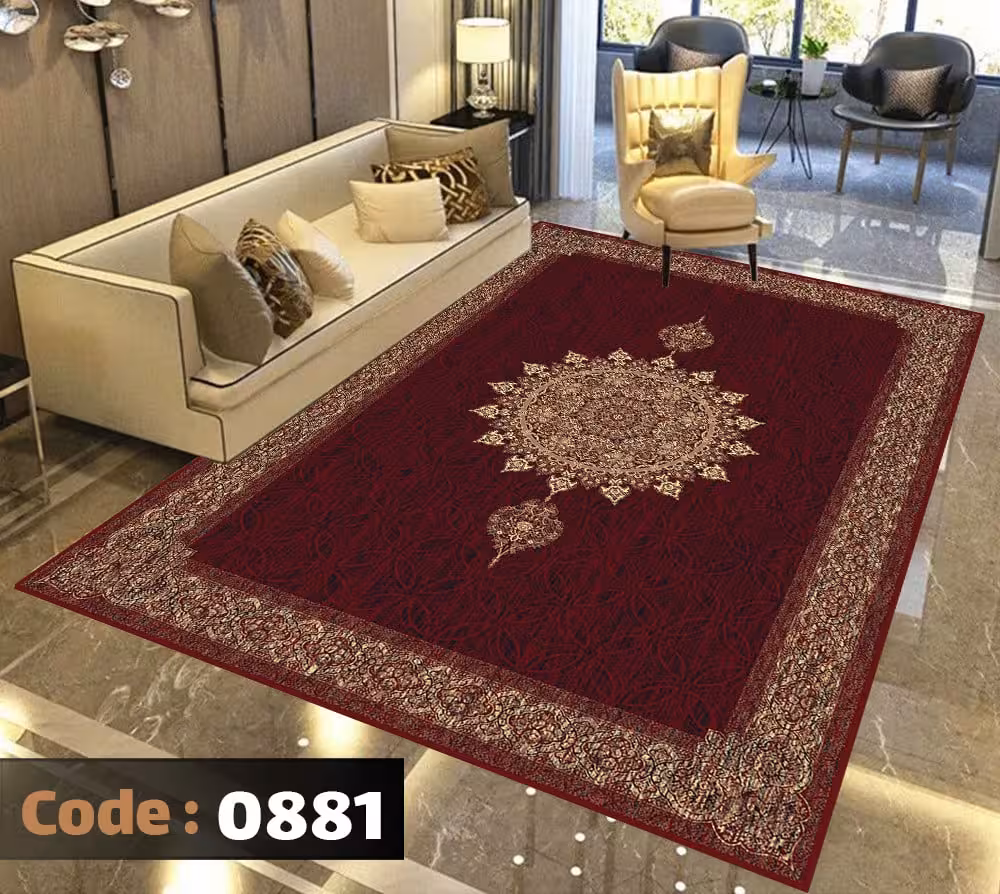کاورفرش روفرشی دورکشدار گوشه لیفه ای لاکی ، آبی و متنوع کد 0881