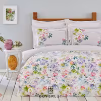 روتختی سفید گل‌دار کاوری دونفره مدل Vanty