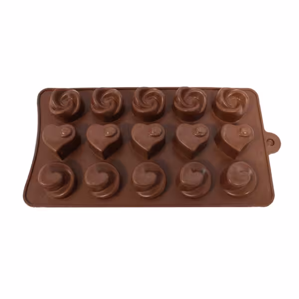 قالب شکلات سیلیکونی طرح قلب و دایره پیچی