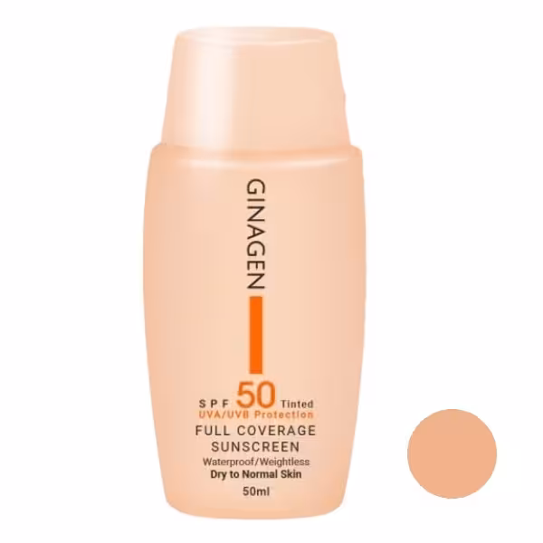 ضدآفتاب پوست خشک رنگ بژ طبیعی spf50 ژیناژن