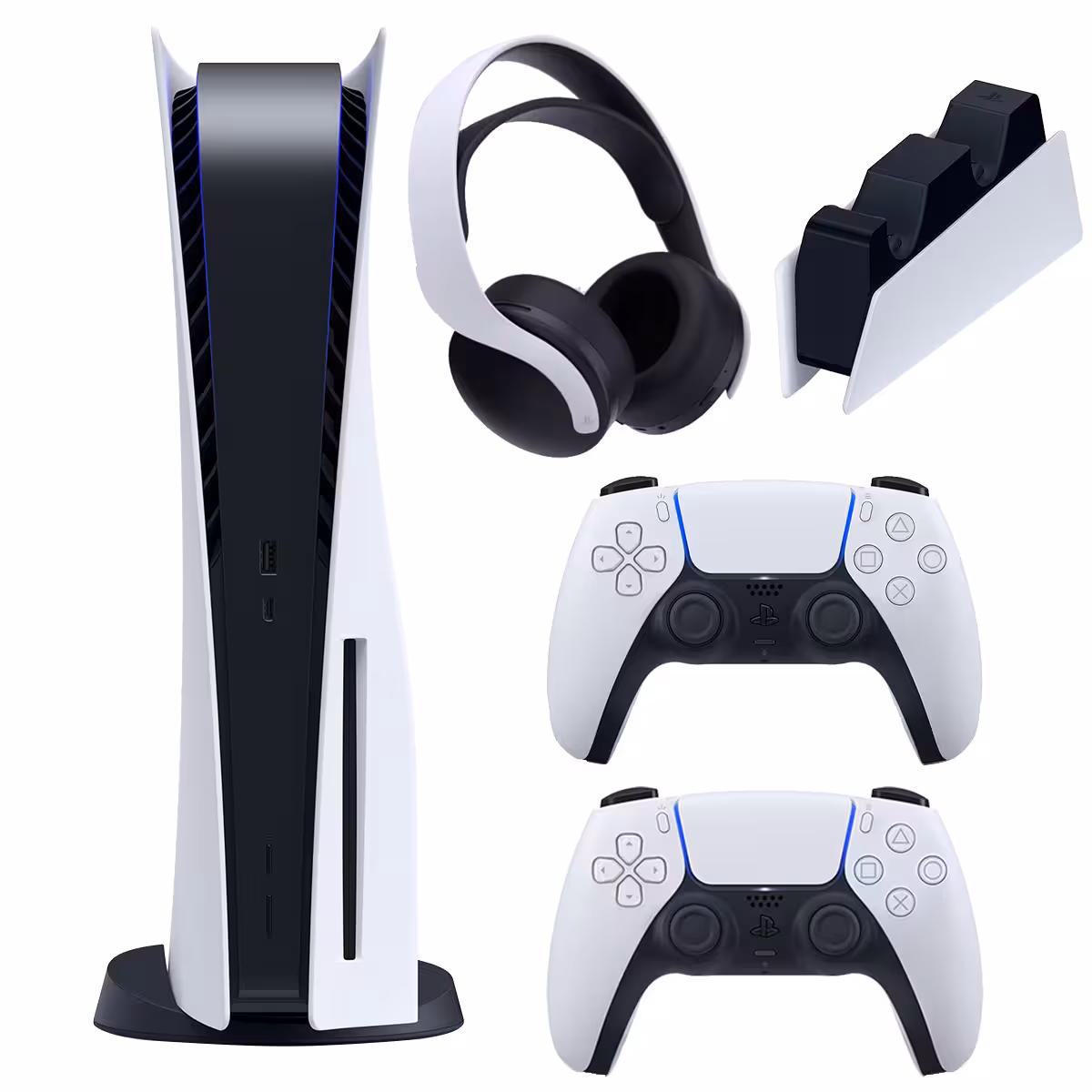 باندل کنسول بازی سونی مدل (Playstation 5 (1118 Drive ریجن آسیا به همراه یک هدست و یک پایه شارژر و یک دسته بازی
