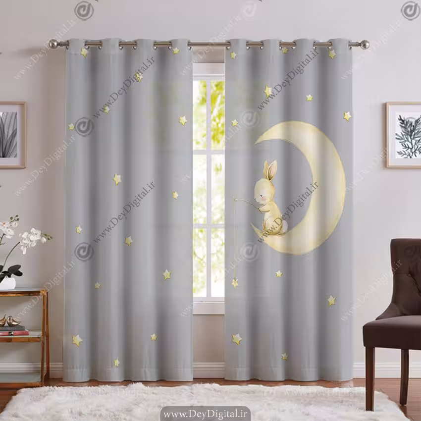 پرده اتاق کودک مدل پانچی طرح خرسی PK-6907