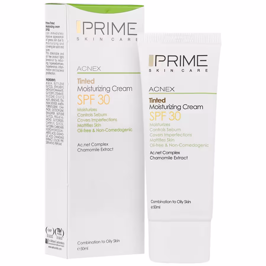 کرم مرطوب کننده رنگی spf30 پریم مناسب پوست مختلط تا چرب فاقد چربی (50 میل)