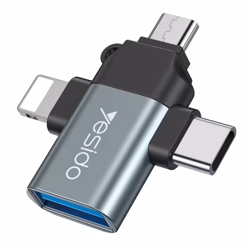 تبدیل او تی جی TYPE C / MICRO USB / Lightning یسیدو مدل YESIDO GS15 OTG