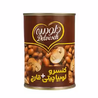 کنسرو لوبیا چیتی با قارچ دلوسه 400 گرمی