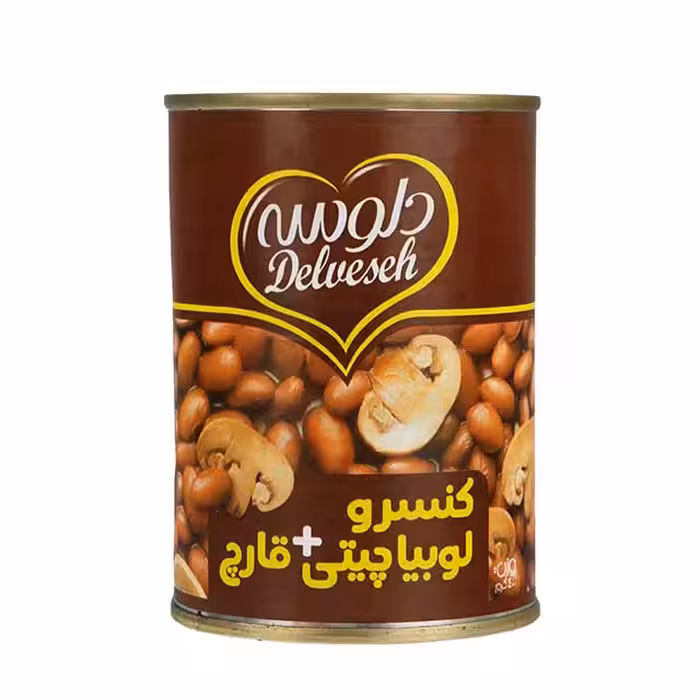 کنسرو لوبیا چیتی با قارچ دلوسه 400 گرمی