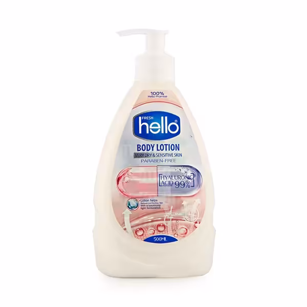 لوسیون بدن پمپی هلو فرش مناسب پوست خشک و حساس حجم 500 میلی لیتر | Hello Fresh body lotion suitable for dry and sensitive skin 500 ml