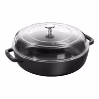 قابلمه چدنی استاب 26cm با درب شیشه‌ای سیاه | STAUB | مناسب برای تفت دادن و پخت