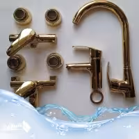 ست کامل 4 عددی شیرآلات اهرمی مدل تنسو طلایی