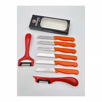 ست 6 عددی چاقوی میوه‌خوری و 2 عدد پوست‌کن زولینگن | Solingen | مدل کلیور سیم‌دار | رنگ نارنجی | تیغه استیل ضدزنگ | طراحی ارگونومیک | مناسب برای آشپزخانه | ساخت آلمان