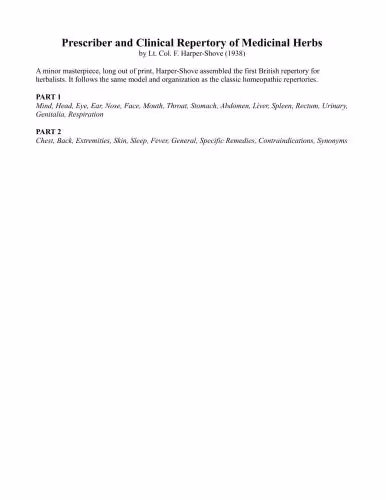 خرید و دانلود نسخه کامل کتاب Col. F. Prescriber and Clinical Repertory of Medicinal Herbs