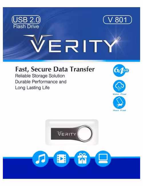فلش مموری فلزی وریتی مدل V801 ظرفیت 64 گیگابایت