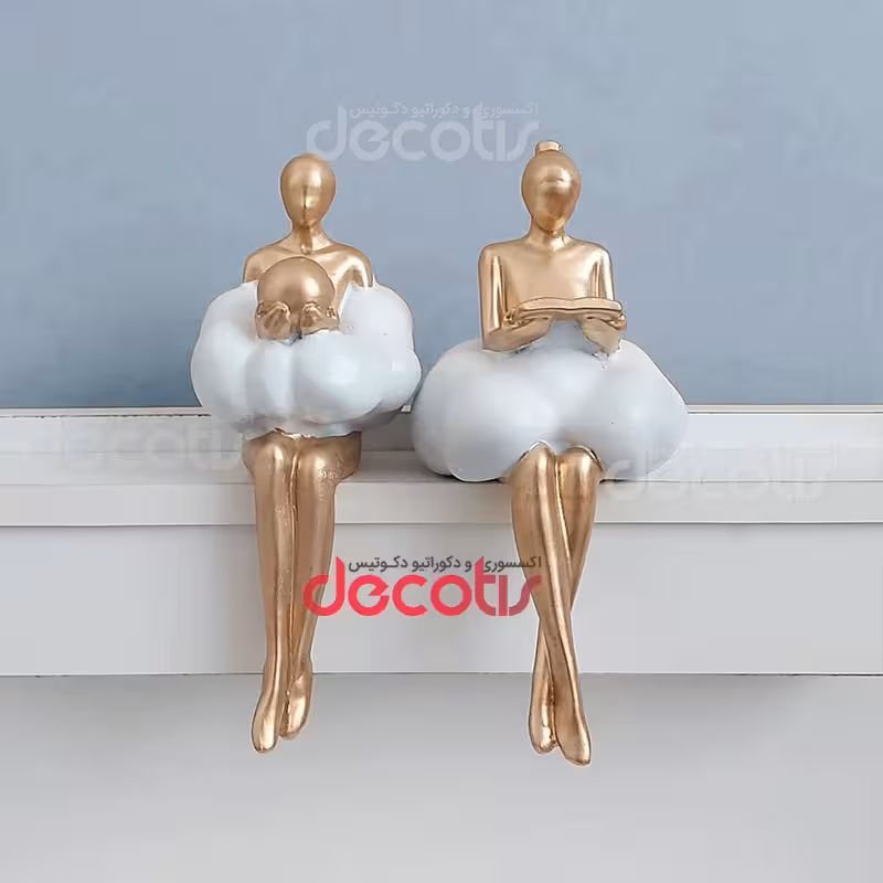 مجسمه دختر کتابخوان لبه نشین مجموعه 2 عددی