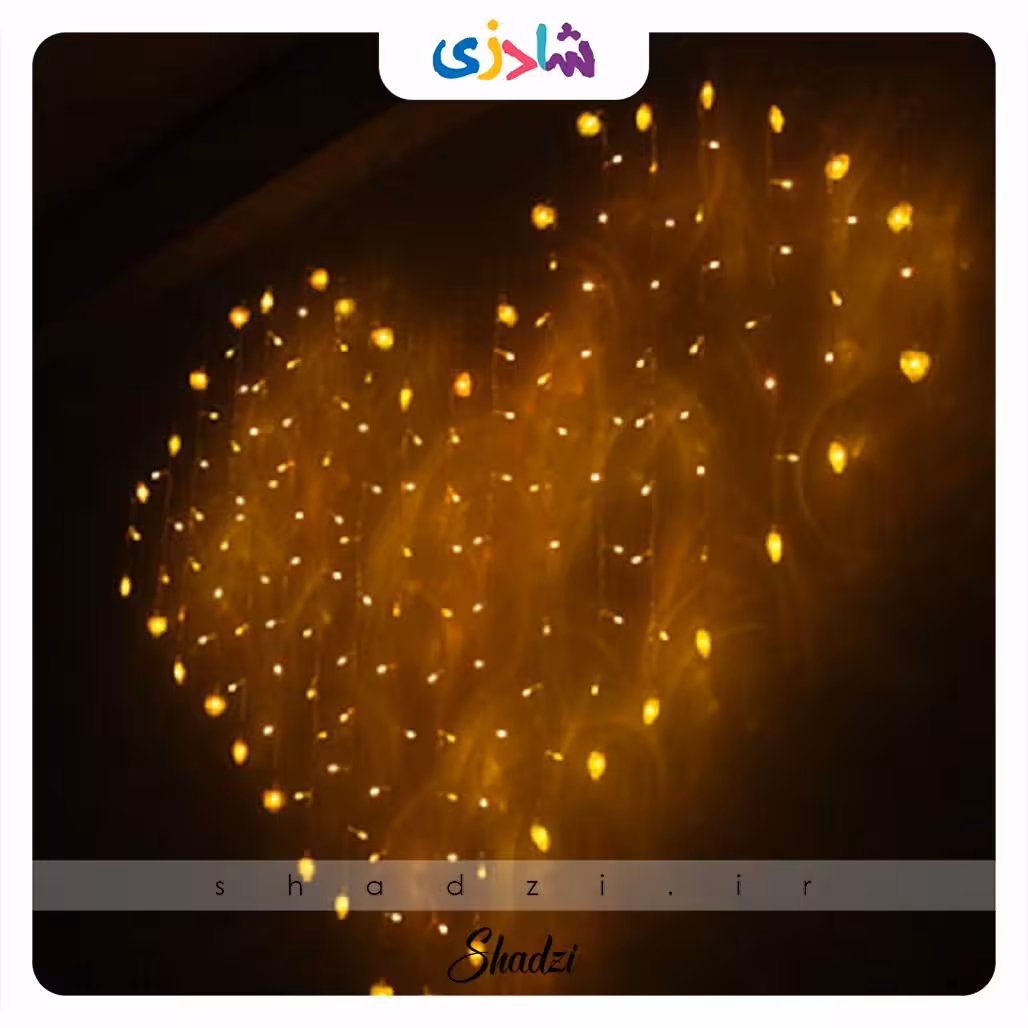 ریسه چراغدار پرده ای طرح قلب