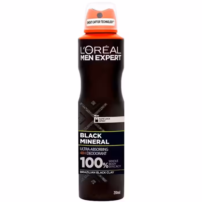 اسپری ضد تعریق لورآل سری Men Expert مدل Black Mineral حجم 250 میل