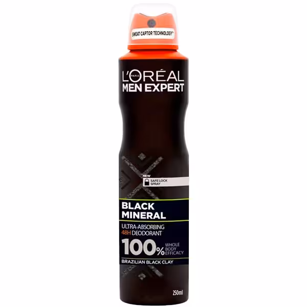 اسپری ضد تعریق لورآل سری Men Expert مدل Black Mineral حجم 250 میل