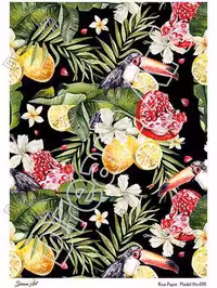 دکوپاژ برنجی(الیافی)دریم آرت کد 090 طرح زمینه تیره گل و میوه