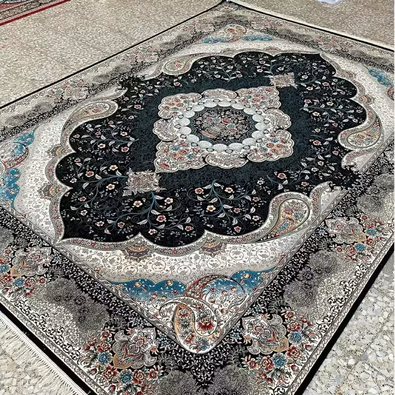 فرش 6متری700شانه ماشینی کاشان ورژن طرح سوگندسرمه ای(باارسال رایگان)