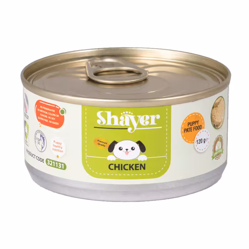 کنسرو توله سگ شایر مدل نچرال طعم مرغ وزن 120 گرم