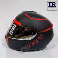 کلاه کاسکت بلوتوث دار فک متحرک تکنو Tekno - مشکی قرمز مات   BT12