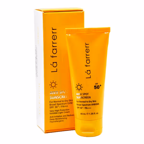 کرم ضد آفتاب و ضد لک SPF50 لافارر مناسب پوست نرمال و خشک