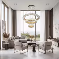 لوستر کریستالی سه حلقه گرد نگین گرد کوثر کد 7020079